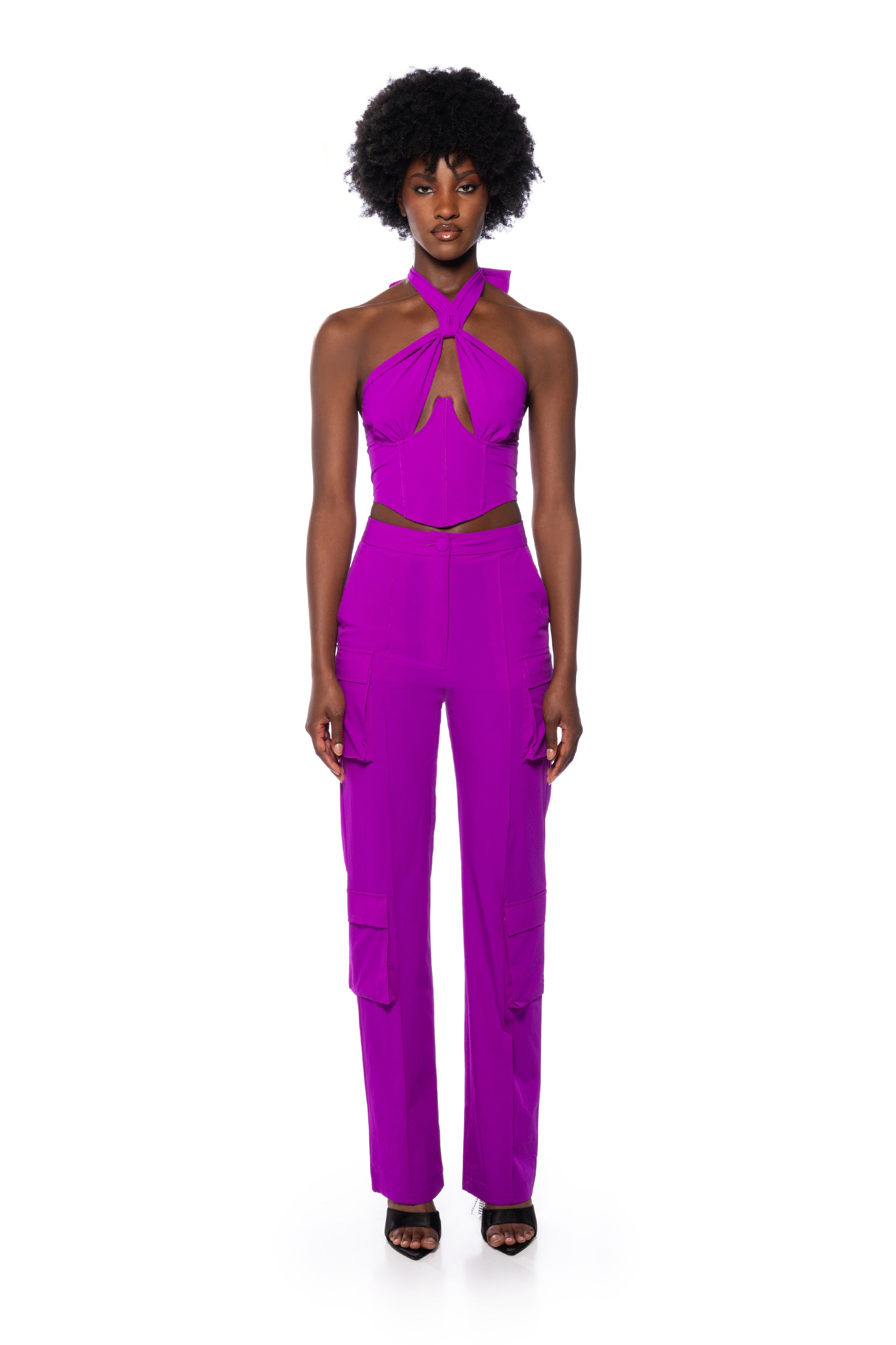 Extra View Violet Cut Out Halter Top