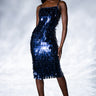 Front View Vip Sleeveless Sequin Midi Dress