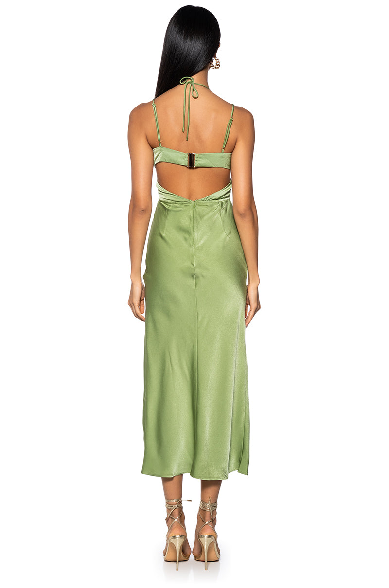 VITA CUT OUT HALTER NECK SATIN MIDI DRESS AKIRA VITA CUT OUT HALTER NECK SATIN MIDI DRESS AKIRA