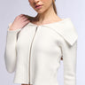 Front View Vivi Zip Front Sweater In White