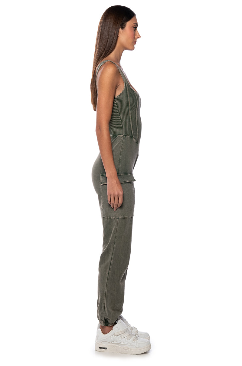 Back View Vivie Casual Cargo Jumpsuit
