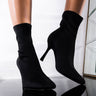 Front View Wait For Me Stiletto Bootie in Black