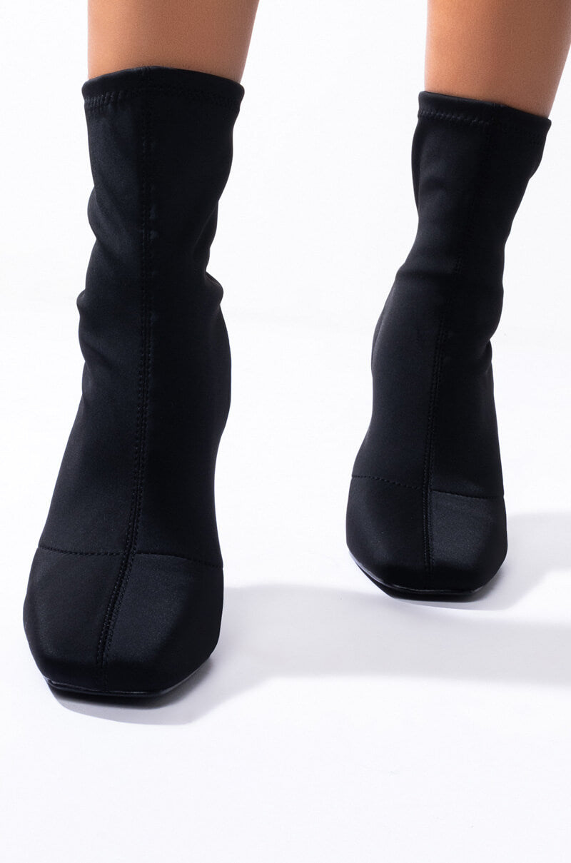 Back View Wait For Me Stiletto Bootie in Black 2