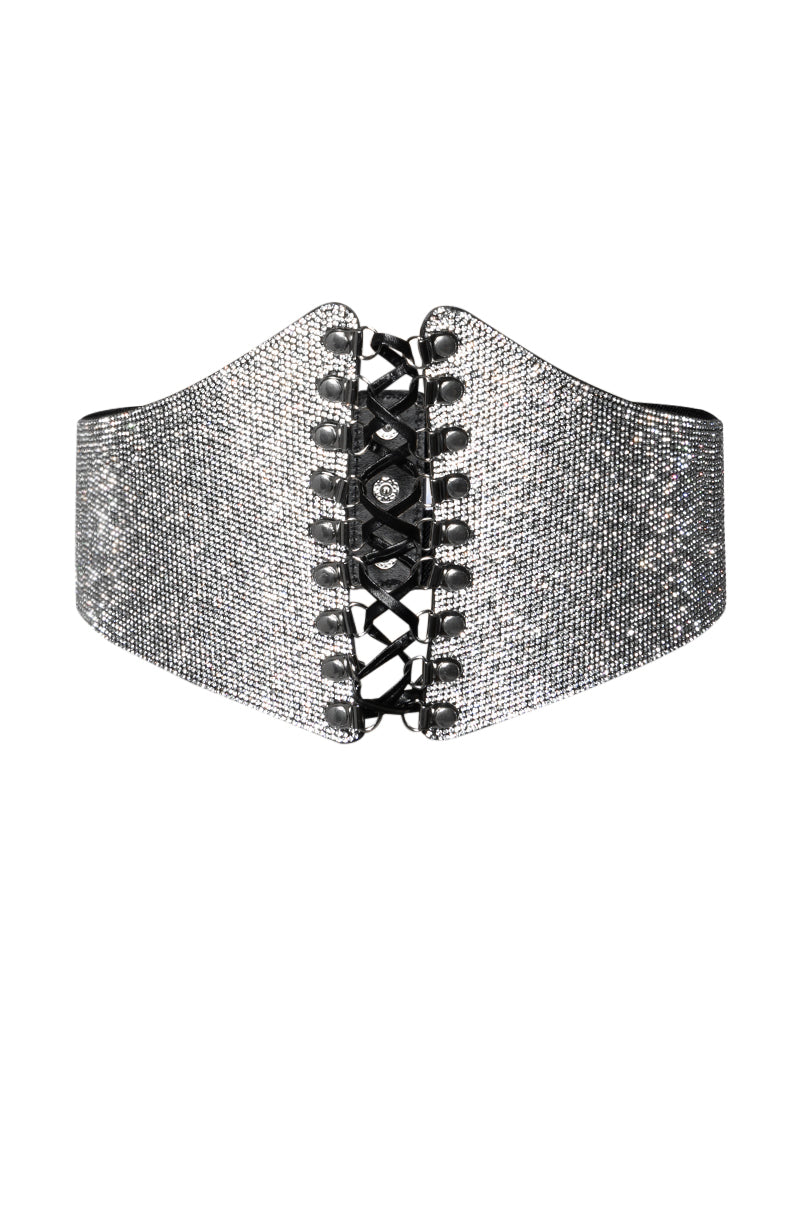 Side View Wake Up Rhinestone Corset Belt