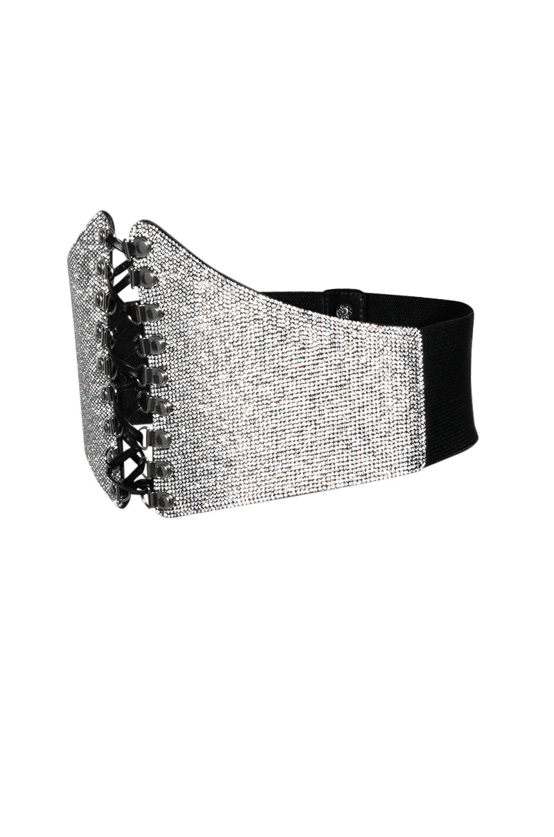Back View Wake Up Rhinestone Corset Belt