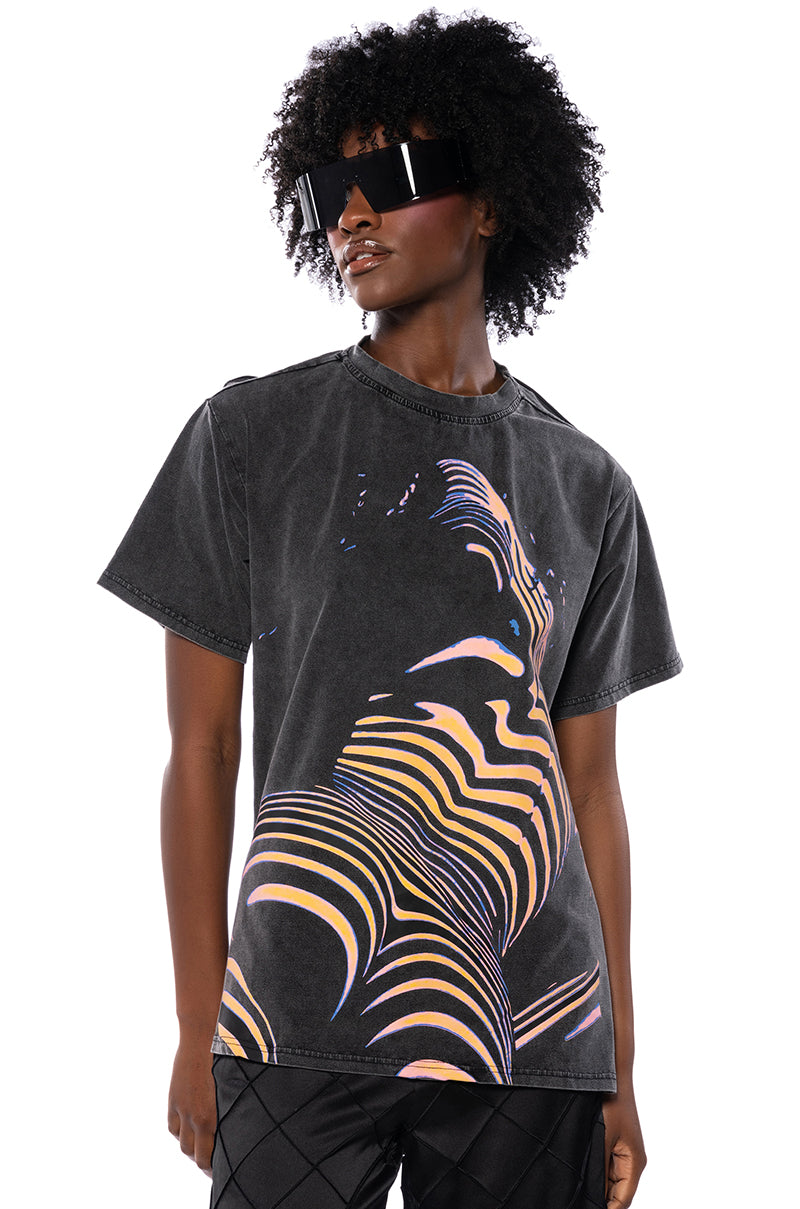 Front View Walk On The Wild Side Distressed Back T Shirt