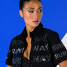 Front View Walk The Walk Rhinestone Cropped Shirt