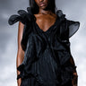 Front View Walking On The Moon Tiered Ruffle Shift Mini Dress