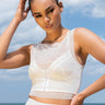 Front View Wanderlust Sleeveless Mesh Boat Neck Crop Top