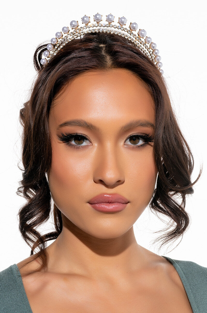 WANT IT ALL RHINESTONE HEADBAND WITH PEARLS view 0