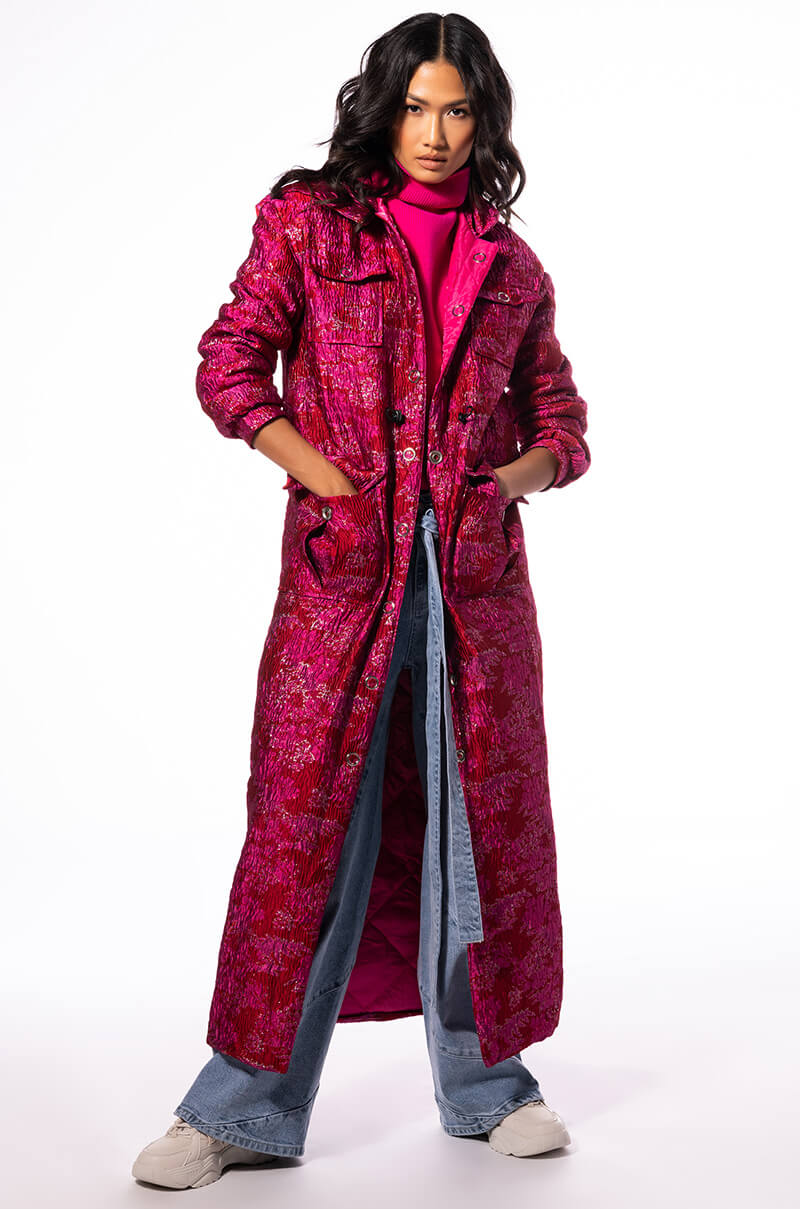 WARM IT UP JACQUARD TRENCH WITH QUILTED LINING view 0