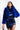 Front View Warm Up Crop Faux Fur Jacket in Blue