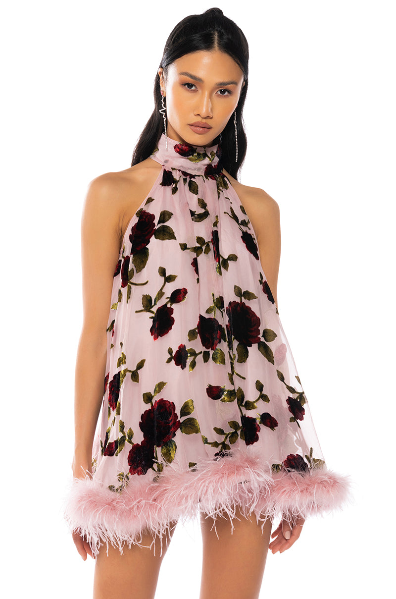 WATCH ME GLOW BURNOUT VELVET SLEEVELESS TRAPEZE DRESS view 0