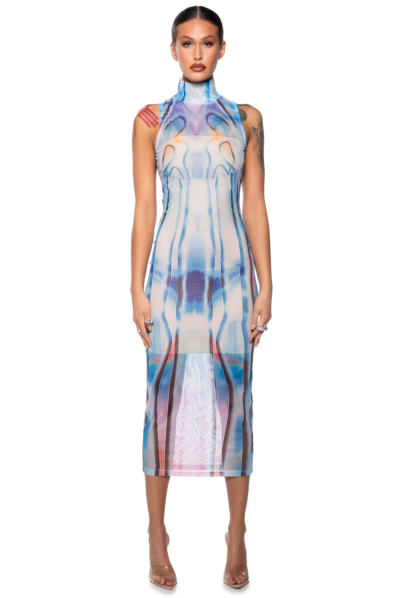 Extra View Watercolor Mesh Midi Dress 5