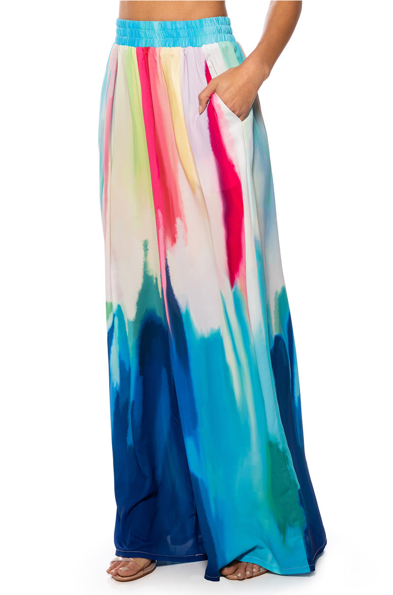 Side View Watercolor Palazzo Pant view 2