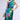 Front View Watercolor Pleated Satin Midi Dress