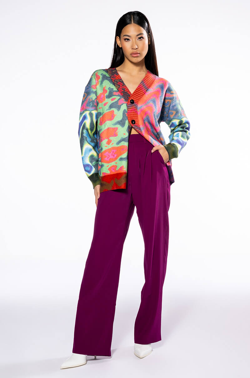 Back View Wavy Baby Colorful Sweater Cardigan view 3