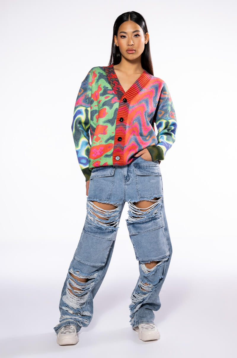 Full View Wavy Baby Colorful Sweater Cardigan view 5