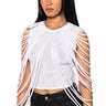 Front View Wavy Baby Sleeveless Rope Detail Top In White