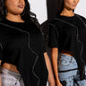 Front View Wavy Baby Zipper Detail Crew Neck Tshirt