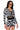 Front View Wavy Checkered Tie Front Cropped Sweater