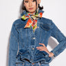 Front View Wayne Peplum Denim Jacket