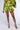 Front View We Meet Again Satin Flounce Shorts In Green Multi