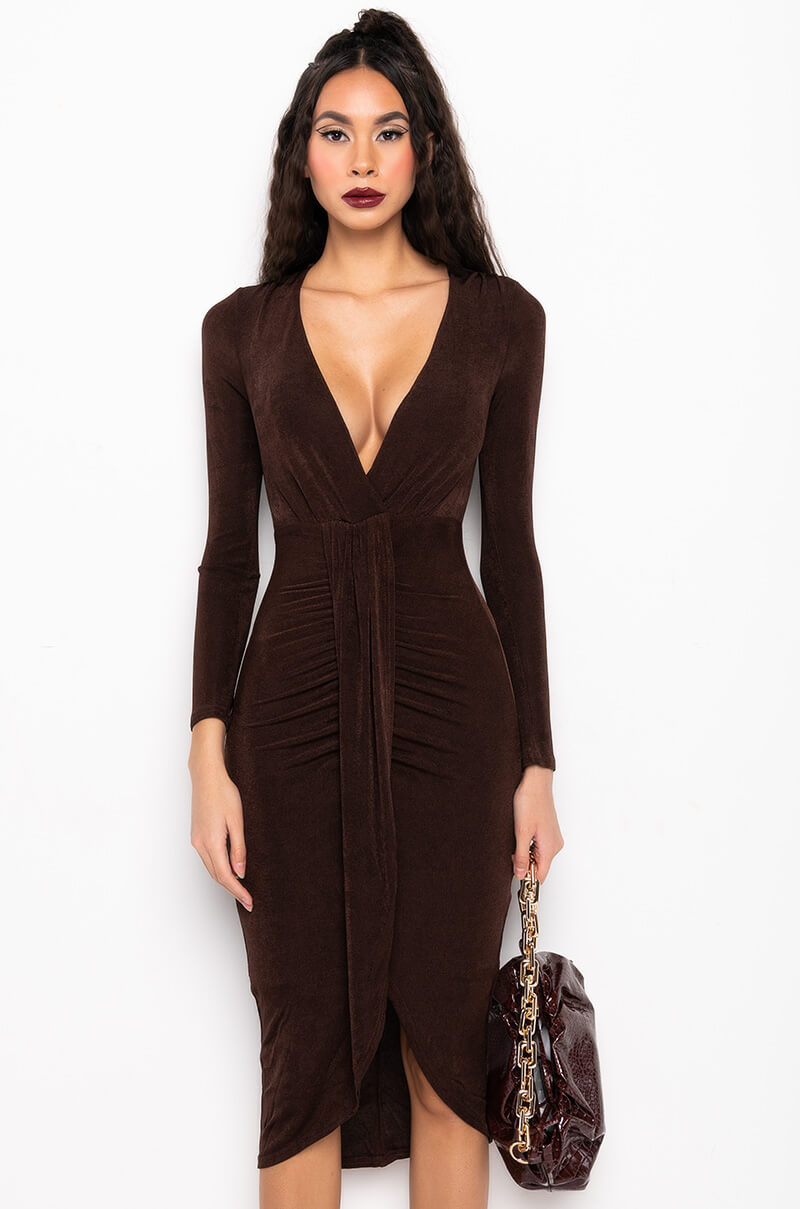 Back View What I Need Long Sleeve Midi Dress