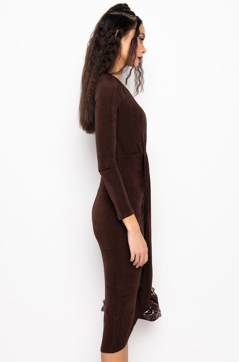 Detail View What I Need Long Sleeve Midi Dress