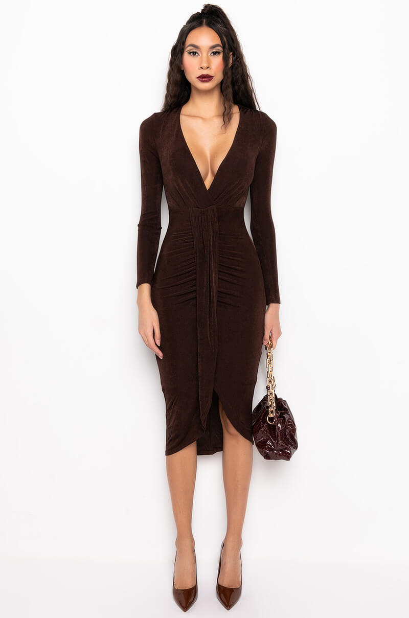 Extra View What I Need Long Sleeve Midi Dress