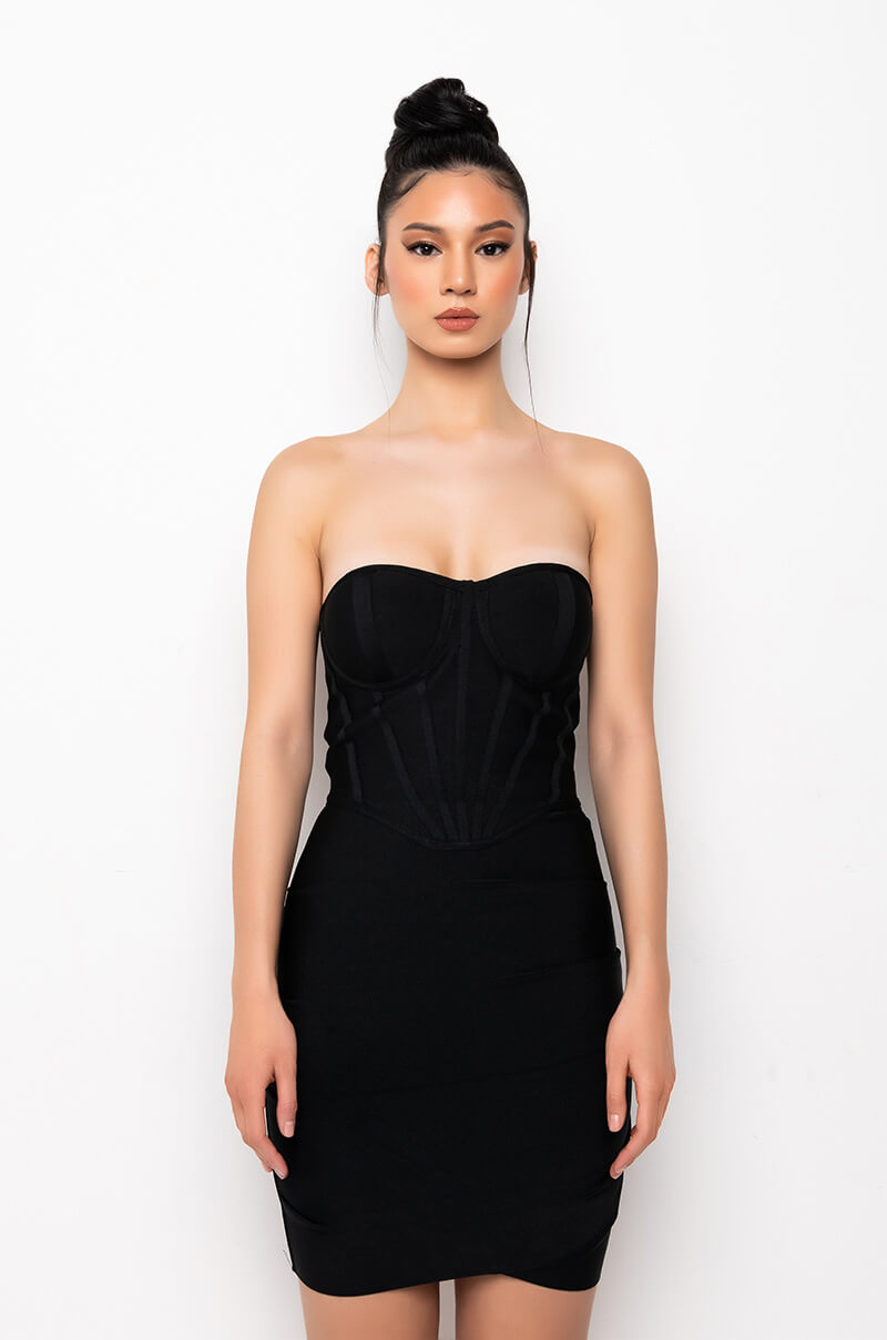 Back View What You Need Bandage Corset Top Mini Dress 2