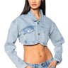 Front View What You Need Denim Crop Jacket