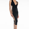 Front View What You Want Midi Dress With Side Lace Up