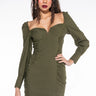 Front View Whatever She Likes Long Sleeve Ruched Mini Dress