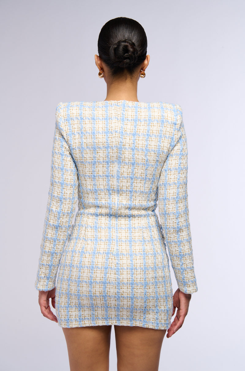 Back View Whats The Tea Tweed Mini Dress 2