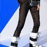 Front View Whats The Vibe Cinched Ankle Sheer Stripe Legging