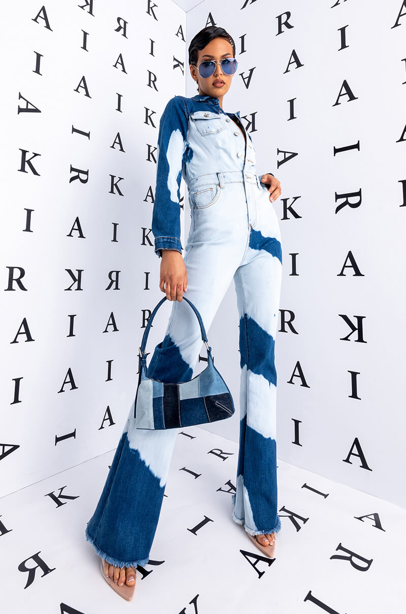 Side View When I Come Around Tie Dye Denim Jumpsuit