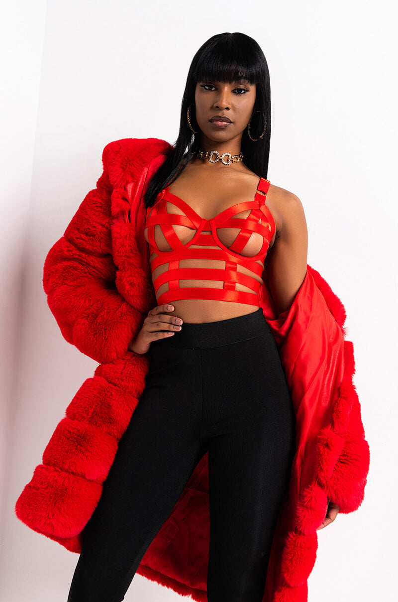 Front View When Sexy Strikes Bustier Top in Red