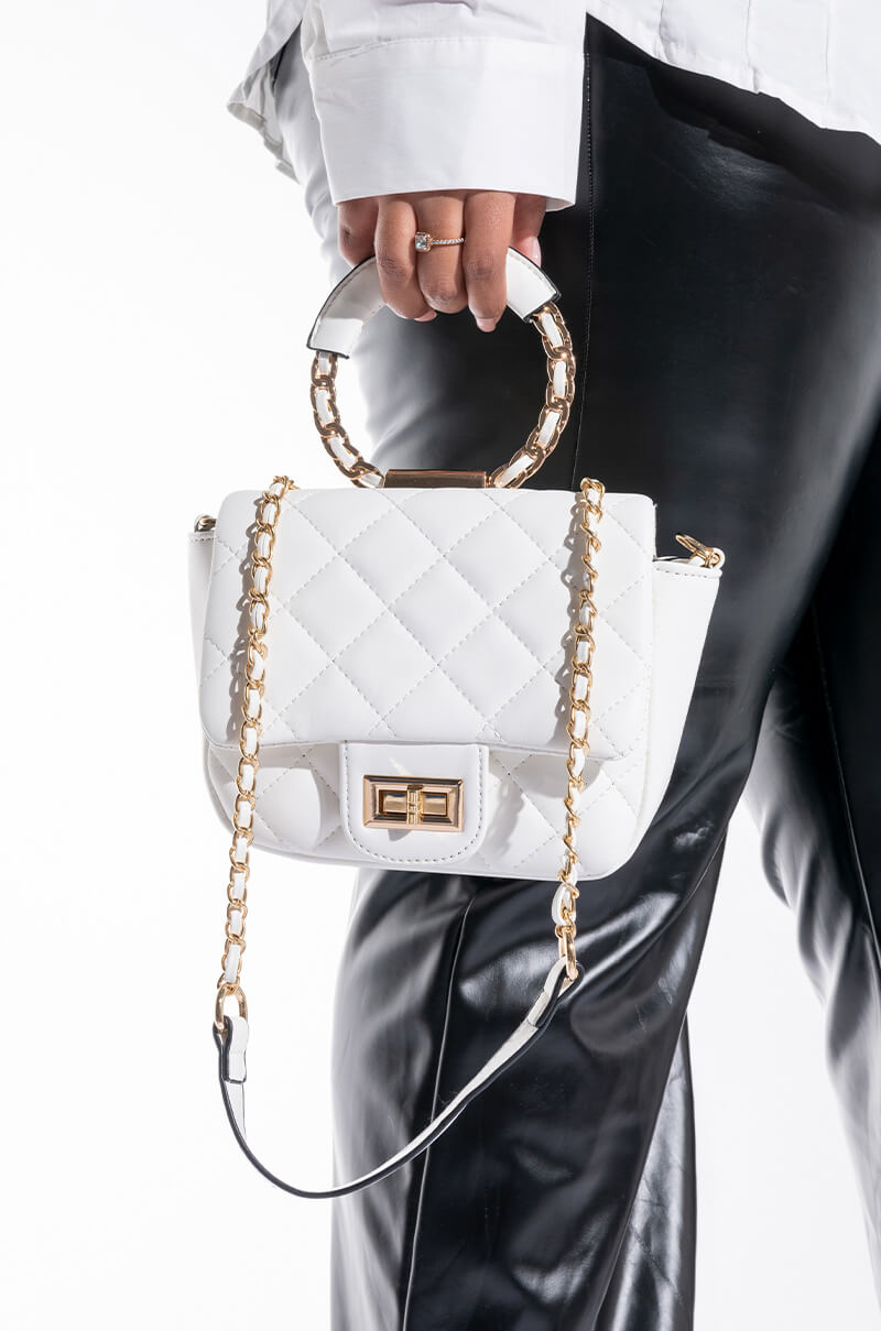 Front View When You Gonna Tell Her Quilted Purse
