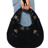 Front View Where Have You Been Buckle Bag In Black