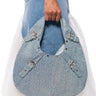 Front View Where Have You Been Rhinestone Denim Buckle Bag