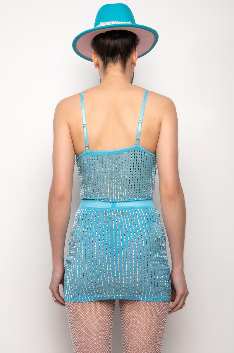 Extra View Where You At Rhinestone Mesh Bodysuit