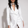 Front View White Out Pu Blazer Dress