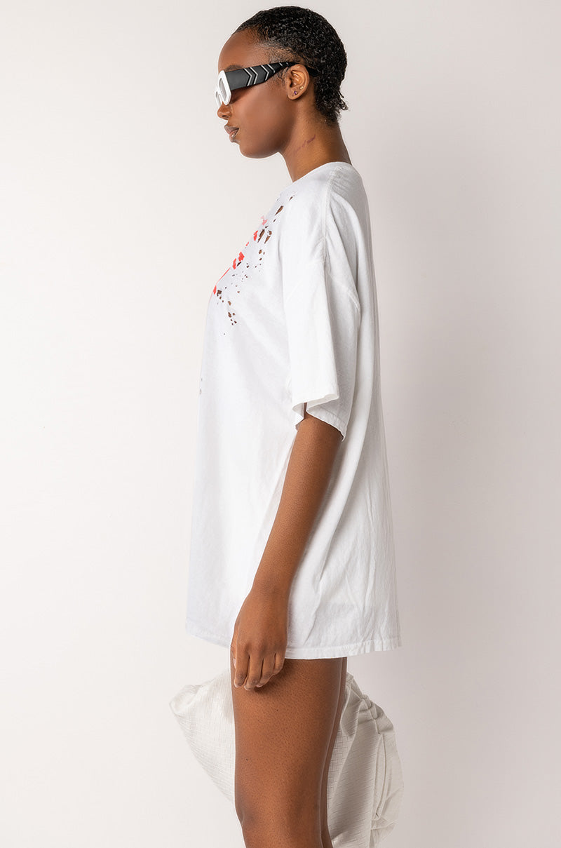 Detail View Whitney Houston Oversized Distressed Graphic T Shirt