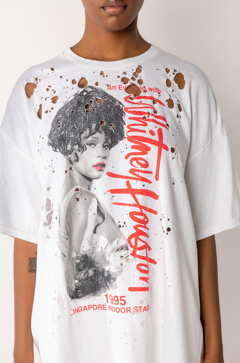 Extra View Whitney Houston Oversized Distressed Graphic T Shirt