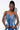 Front View Who Do You Love Denim Zip Up Corset in Medium Blue Denim
