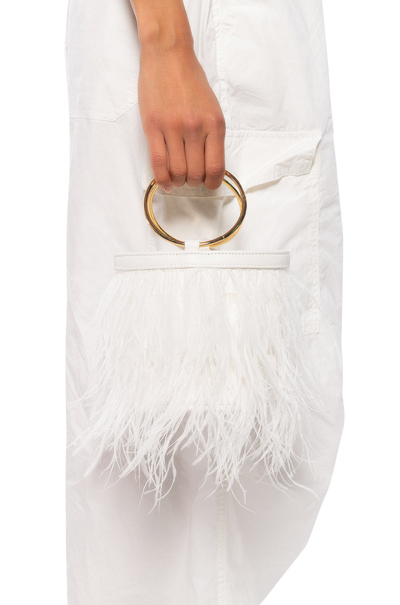 Front View Whole Lotta Feathers Purse
