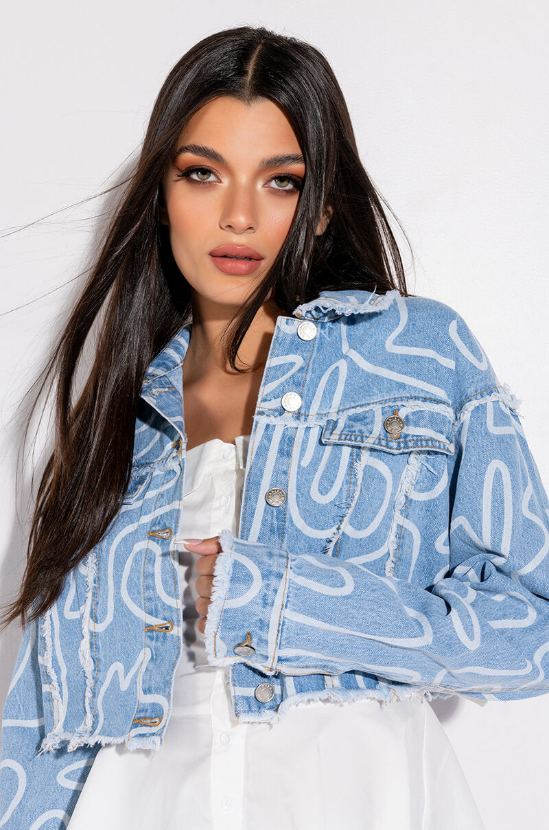 WIGGLE PRINT DENIM JACKET view 0