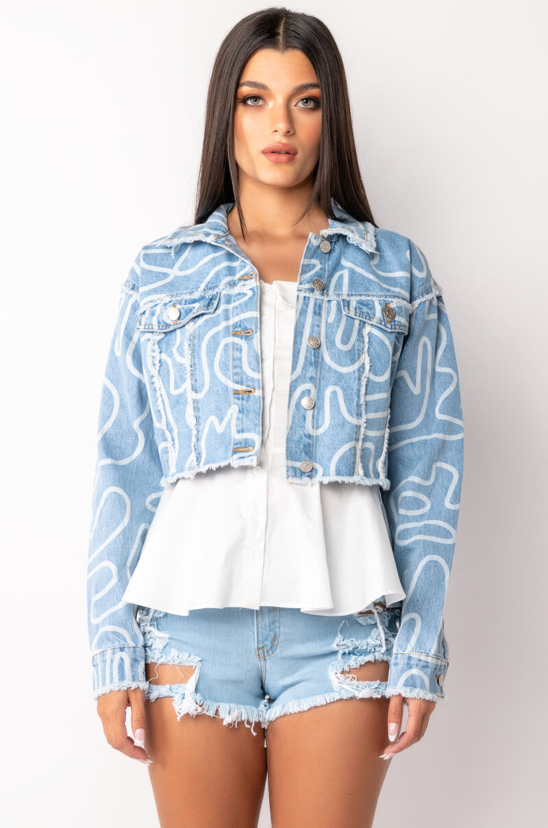 Detail View Wiggle Print Denim Jacket