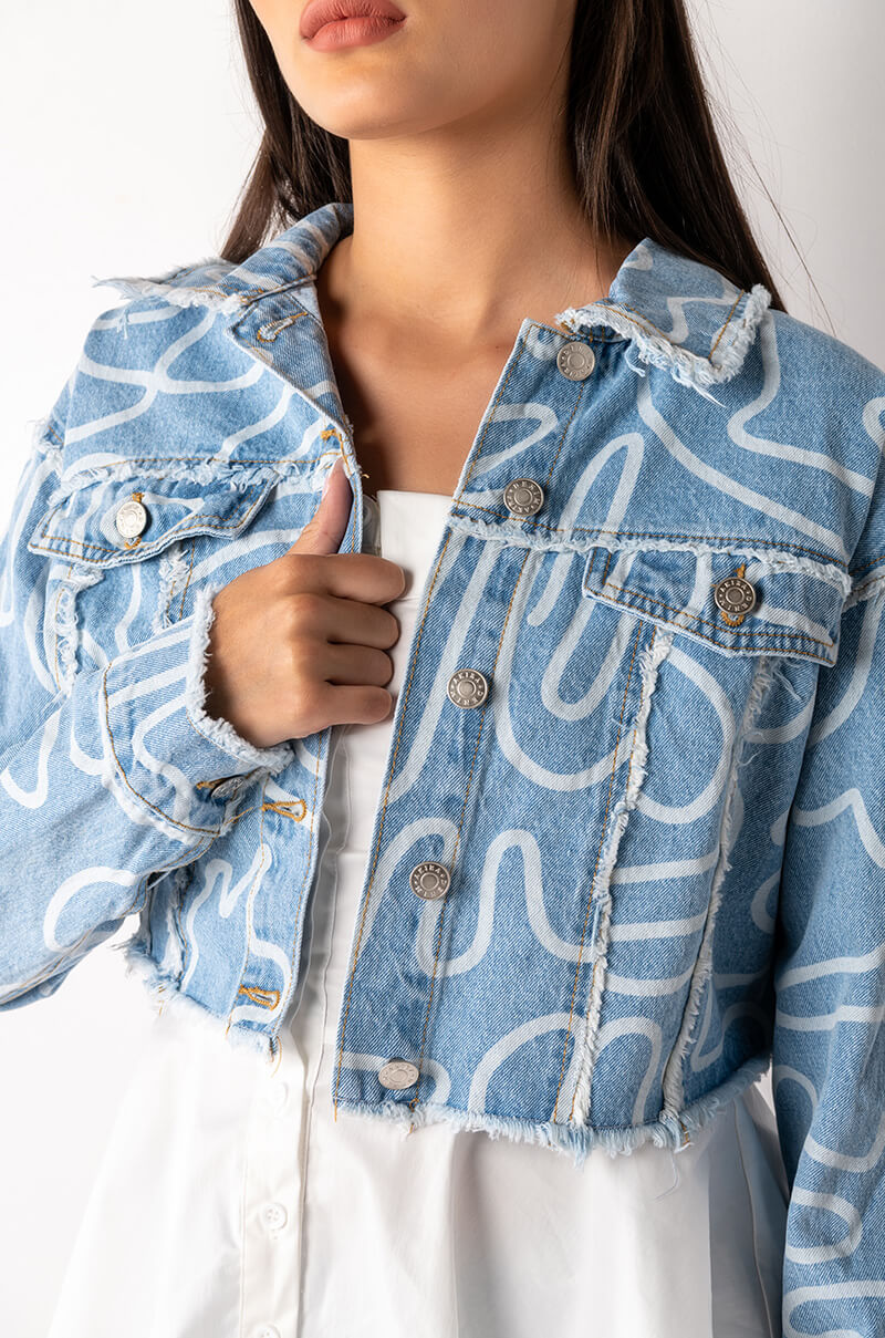 Extra View Wiggle Print Denim Jacket